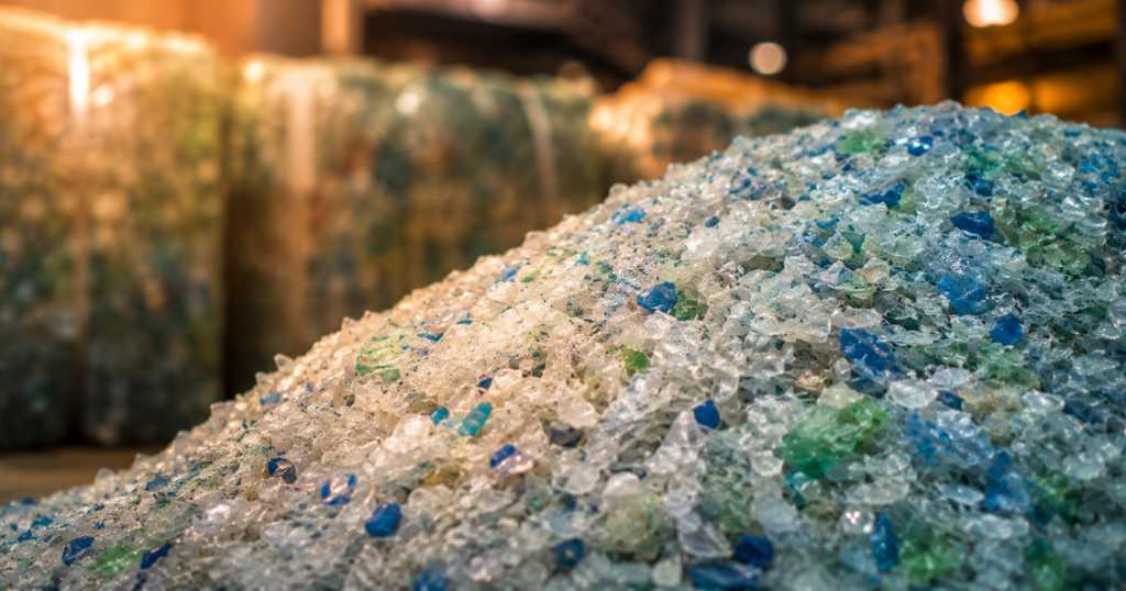 Post-consumer PET bottle flake for rPET melt filtration extrusion