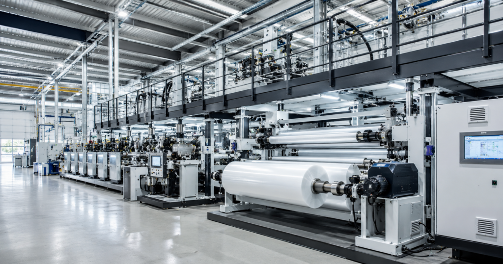 Plastic extrusion line illustrating melt pressure control in screen changers — Cofit