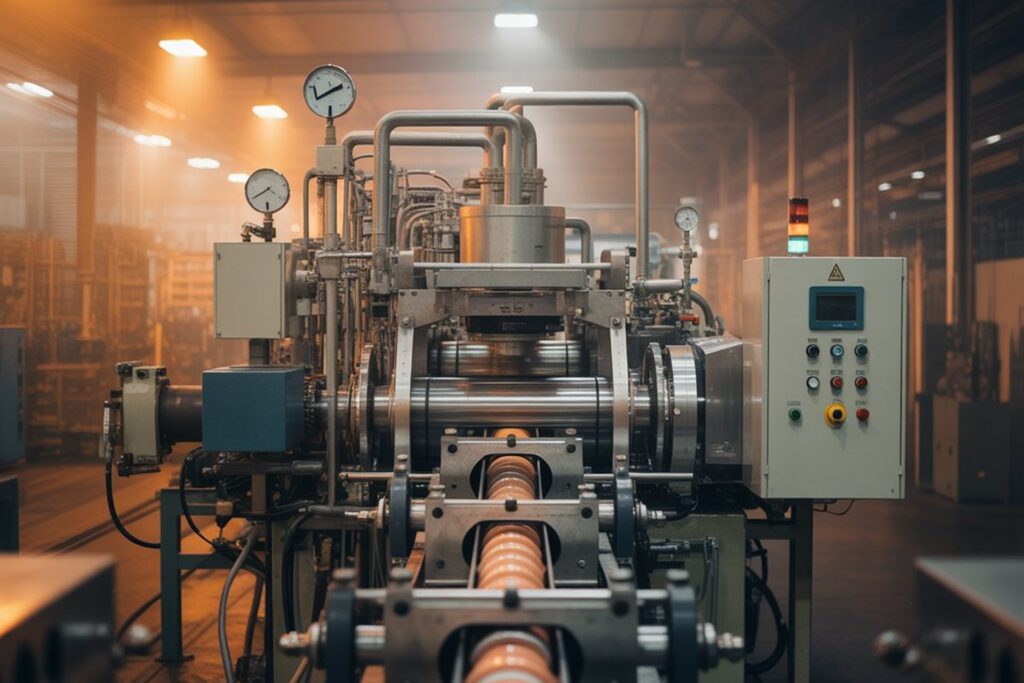 Polymer extrusion line in operation — calculating the true cost of screen changer downtime in plastics processing