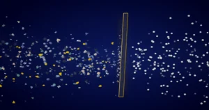 Mixed post-consumer and post-industrial plastic waste flakes before melt filtration in a recycling extrusion line